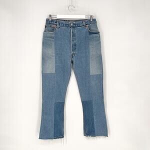 RE/DONE NWT Levi’s Patchwork Straight Crop Jeans Women’s Size 31 Reconstructed